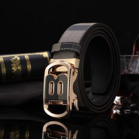 New Men's Plaid Trendy Durable Strong Alloy Belt (Items: Circle B Graphic Golden, size: 120cm/47.2inch)