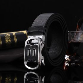 New Men's Plaid Trendy Durable Strong Alloy Belt (Items: Circle B Graphic Silver, size: 105cm/41.3inch)