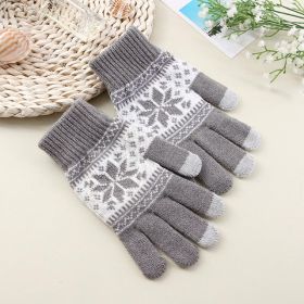 Knitted Fingerless Gloves Winter Thicken Warm Touch Screen Gloves Unisex Outdoor Stretch Elastic Warm Half Finger Cycling Gloves (Gloves Size: One Size, Color: light gray2)