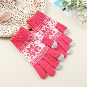 Knitted Fingerless Gloves Winter Thicken Warm Touch Screen Gloves Unisex Outdoor Stretch Elastic Warm Half Finger Cycling Gloves (Gloves Size: One Size, Color: watermelon red)