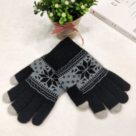 Knitted Fingerless Gloves Winter Thicken Warm Touch Screen Gloves Unisex Outdoor Stretch Elastic Warm Half Finger Cycling Gloves (Gloves Size: One Size, Color: Black)