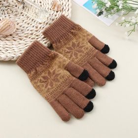 Knitted Fingerless Gloves Winter Thicken Warm Touch Screen Gloves Unisex Outdoor Stretch Elastic Warm Half Finger Cycling Gloves (Gloves Size: One Size, Color: Khaki)