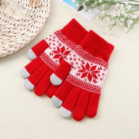 Knitted Fingerless Gloves Winter Thicken Warm Touch Screen Gloves Unisex Outdoor Stretch Elastic Warm Half Finger Cycling Gloves (Gloves Size: One Size, Color: red2)