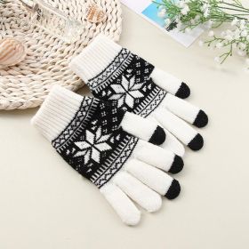 Knitted Fingerless Gloves Winter Thicken Warm Touch Screen Gloves Unisex Outdoor Stretch Elastic Warm Half Finger Cycling Gloves (Gloves Size: One Size, Color: White)