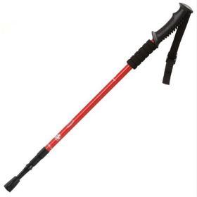 Three-section Straight Handle Retractable Trekking Poles (Color: Red, Type: Walking Sticks)