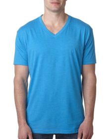 Next Level Apparel 6240 Men's CVC V-Neck T-Shirt (Color: TURQUOISE, size: S)