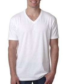Next Level Apparel 6240 Men's CVC V-Neck T-Shirt (Color: White, size: S)